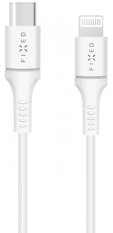 Datový a nabíjecí kabel FIXED s konektory USB-C/Lightning a podporou PD, 1 metr, MFI certifikace, bílý