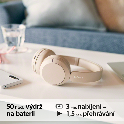SONY WH-CH520 Krémová (Bluetooth sluchátka)