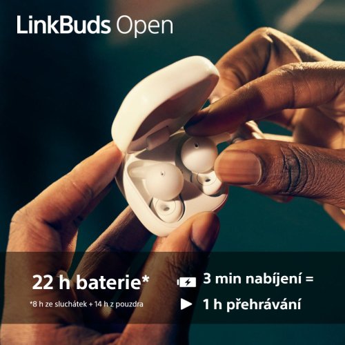 SONY LinkBuds Open Bílá - Bluetooth sluchátka (WF-L910W)