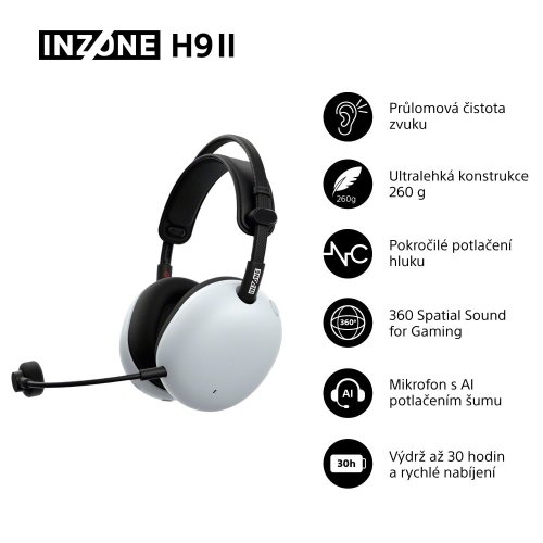 SONY INZONE H9 II White - Gaming sluchátka (WH-G910NW)