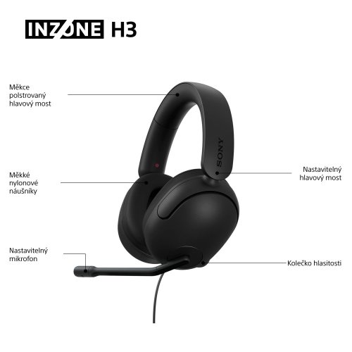 SONY INZONE H3 Black - Gaming sluchátka (MDR-G300B)