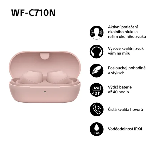 SONY WF-C710N Růžová (Bluetooth sluchátka s noise cancelling)