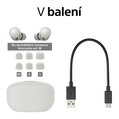 SONY WF-1000XM5 Silver (Bluetooth sluchátka s noise cancelling)