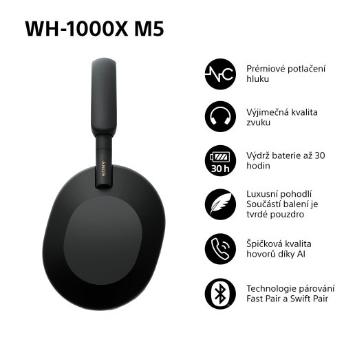 SONY WH-1000XM5 Black (Bluetooth sluchátka s noise cancelling)