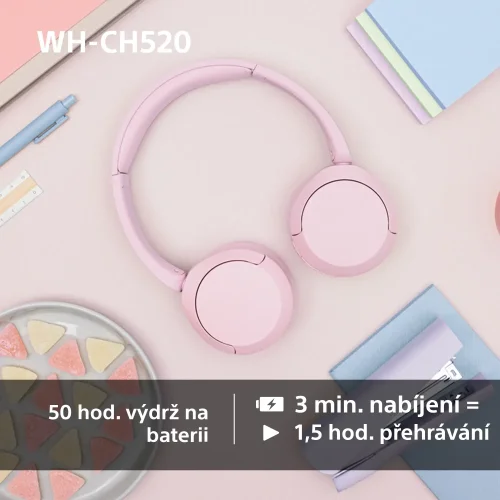 SONY WH-CH520 Růžová (Bluetooth sluchátka)
