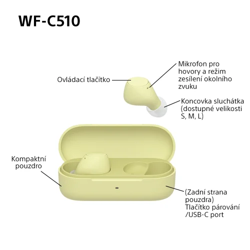 SONY WF-C510 Yellow (Bluetooth sluchátka)