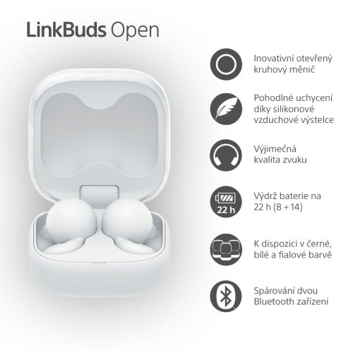SONY LinkBuds Open Bílá - Bluetooth sluchátka (WF-L910W)