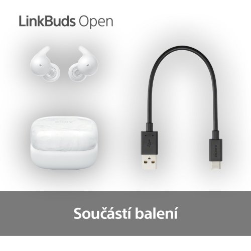 SONY LinkBuds Open Bílá - Bluetooth sluchátka (WF-L910W)