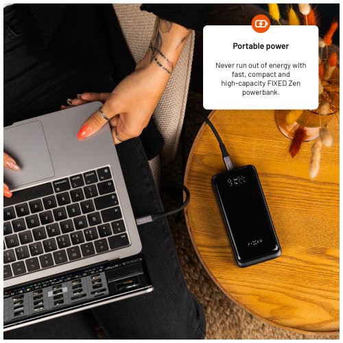 Powerbanka FIXED Zen2 30 Plus s LCD displejem PD 65W, 30 000 mAh, černá