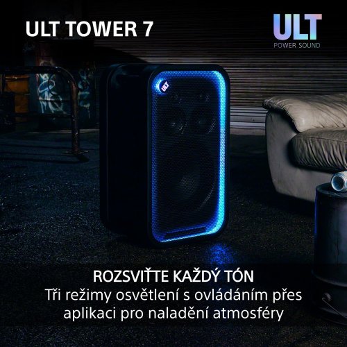 SONY ULT TOWER 7  - výkon 420W, výdrž baterie až 30h (SRSULT700) + SONY ULT MIC (Party, karaoke mikrofony - 2 kusy v balení)