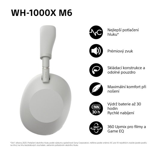 SONY WH-1000XM6 Silver (Bluetooth sluchátka s noise cancelling)