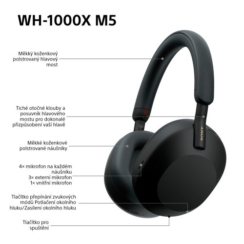 SONY WH-1000XM5 Black (Bluetooth sluchátka s noise cancelling)