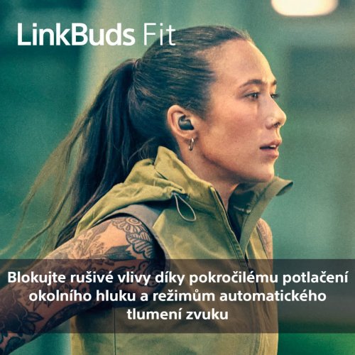 SONY Linkbuds Fit Zelená - Bluetooth sluchátka s noise cancelling (WF-LS910NG)