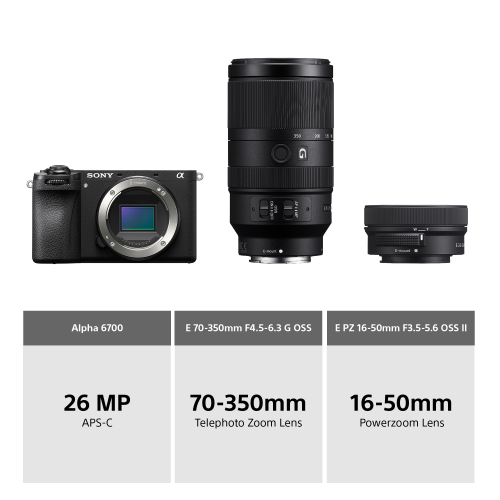 SONY Alpha A6700 + SEL-P1650 II+ SEL-70350 (Wildlife kit)
