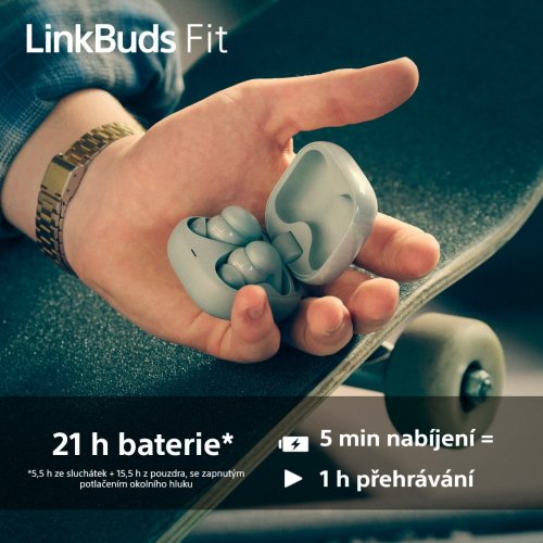SONY Linkbuds Fit Zelená - Bluetooth sluchátka s noise cancelling (WF-LS910NG)