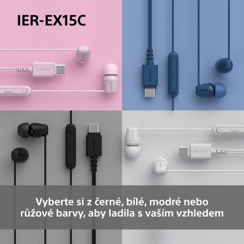 SONY IER-EX15C Bílá (Kabelová sluchátka s USB-C a mikrofonem)
