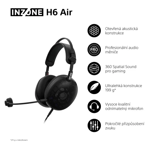 SONY INZONE H6 Black - Gaming open-back sluchátka (MDR-G600)