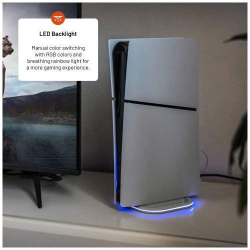 Stojánek FIXED pro PlayStation 5,  Slim a Pro s RGB LED podsvícením, bílý