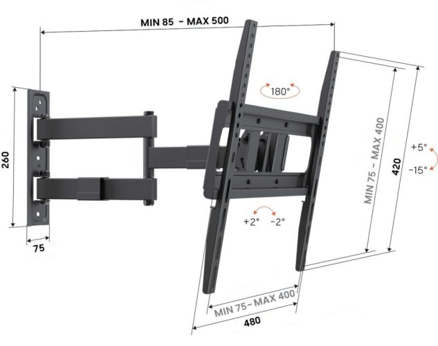 Vogel´s UP 4043 (nástěnný držák pro TV s ramenem); 32" - 65" max 25Kg