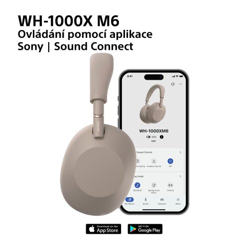 SONY WH-1000XM6 Sandstone (Bluetooth sluchátka s noise cancelling)