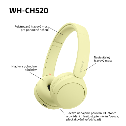 SONY WH-CH520 Žlutá  (Bluetooth sluchátka)